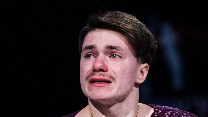 Maxim Naumov cries after his performance