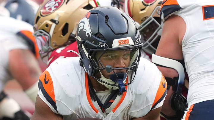 Denver Broncos running back J.K. Dobbins Denver Broncos running back J.K. Dobbins