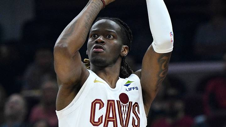 Apr 8, 2026; Cleveland, Ohio, USA; Cleveland Cavaliers guard Keon Ellis (14) shoots in the third quarter against the Atlanta Hawks at Rocket Arena. Mandatory Credit: David Richard-Imagn Images Apr 8, 2026; Cleveland, Ohio, USA; Cleveland Cavaliers guard Keon Ellis (14) shoots in the third quarter against the Atlanta Hawks at Rocket Arena. Mandatory Credit: David Richard-Imagn Images