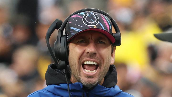 Indianapolis Colts head coach Shane Steichen reacts after a play