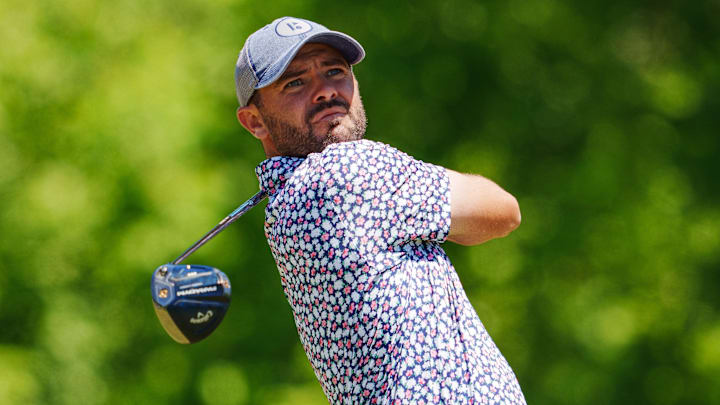 Wesley Bryan, pictured at the 2023 Zurich Classic, has been suspended by the PGA Tour in the wake of a LIV Golf creator tournament broadcast on YouTube.
