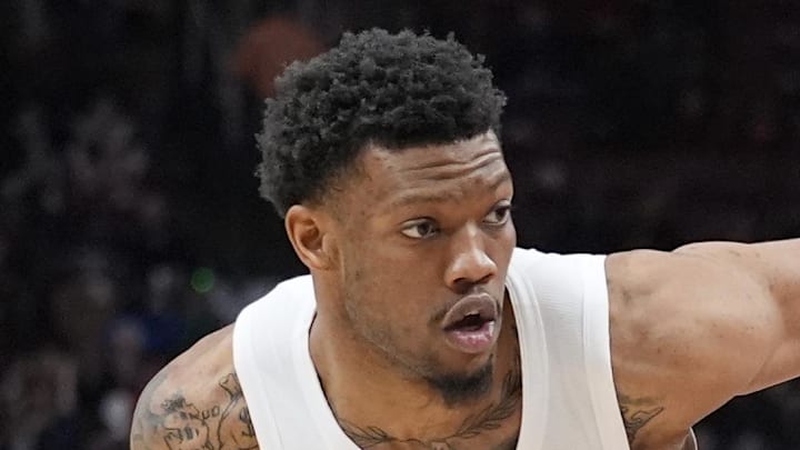 Toronto Raptors guard Alijah Martin controls the ball