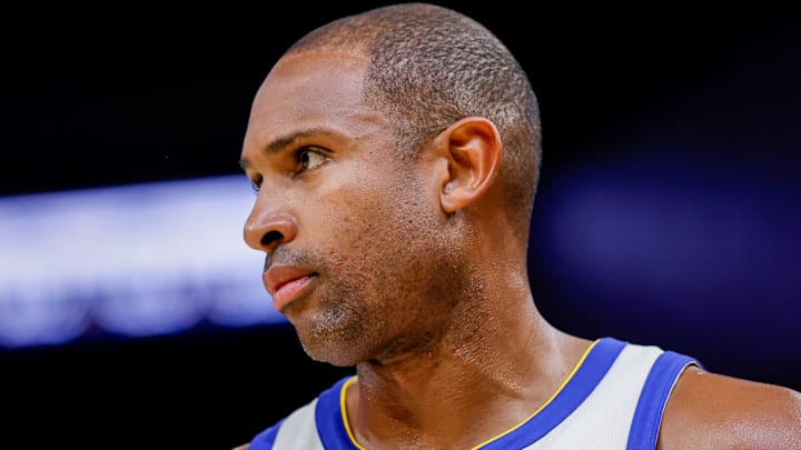 Oct 23, 2025; San Francisco, California, USA; Golden State Warriors center Al Horford (20) reacts against the Denver Nuggets during the fourth quarter at Chase Center. Mandatory Credit: Bob Kupbens-Imagn Images Oct 23, 2025; San Francisco, California, USA; Golden State Warriors center Al Horford (20) reacts against the Denver Nuggets during the fourth quarter at Chase Center. Mandatory Credit: Bob Kupbens-Imagn Images