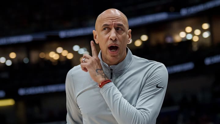 Feb 9, 2026; New Orleans, Louisiana, USA; Sacramento Kings head coach Doug Christie reacts during the first half against the New Orleans Pelicans at Smoothie King Center.