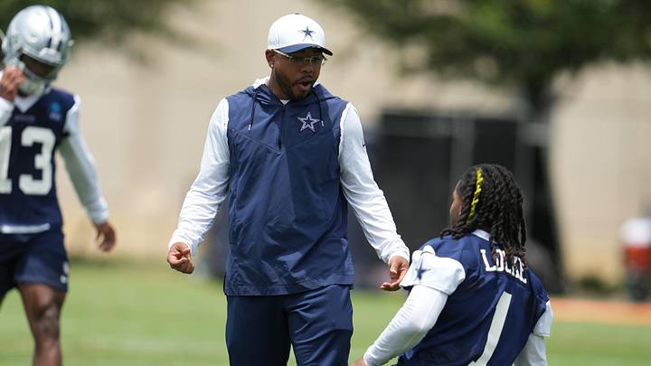 Dallas Cowboys defensive coordinator Christian Parker speaks with PJ Locke during practice at the Ford Center at the Star Training Facility in Frisco, Texas. Dallas Cowboys defensive coordinator Christian Parker speaks with PJ Locke during practice at the Ford Center at the Star Training Facility in Frisco, Texas.