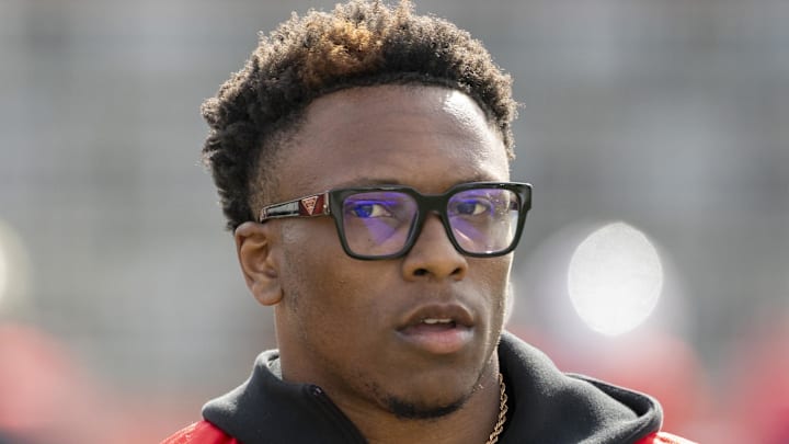 Jan 29, 2026; Mobile, AL, USA; National cornerback Colton Hood (27) of Tennessee walks the field during National Senior Bowl practice at Hancock Whitney Stadium. Mandatory Credit: Vasha Hunt-Imagn Images