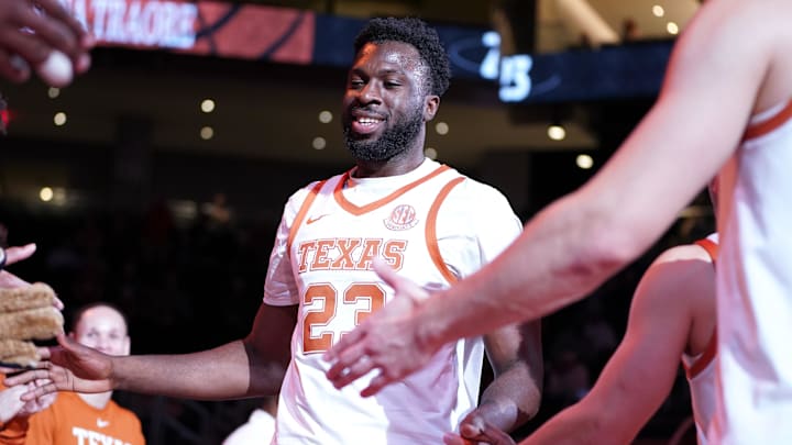 Texas Longhorns forward Lassina Traore enters the court before the start of the game against the Southern University Jaguars at Moody Center. 