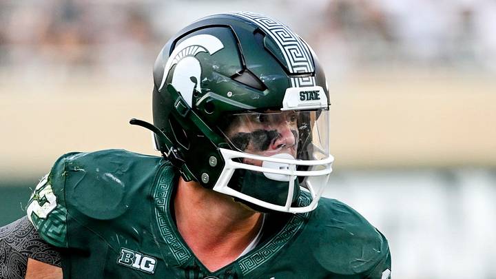 Michigan State's Brennan Parachek runs after a catch against Prairie View A&M during the fourth quarter on Saturday, Sept. 14, 2024, at Spartan Stadium in East Lansing. Michigan State's Brennan Parachek runs after a catch against Prairie View A&M during the fourth quarter on Saturday, Sept. 14, 2024, at Spartan Stadium in East Lansing.