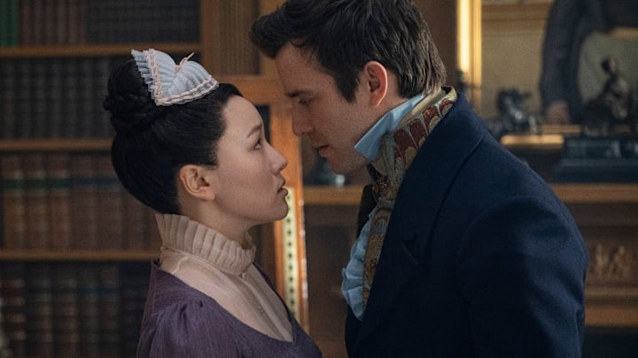 Bridgerton. (L to R) Yerin Ha as Sophie Baek, Luke Thompson as Benedict Bridgerton in episode 405 of Bridgerton. 