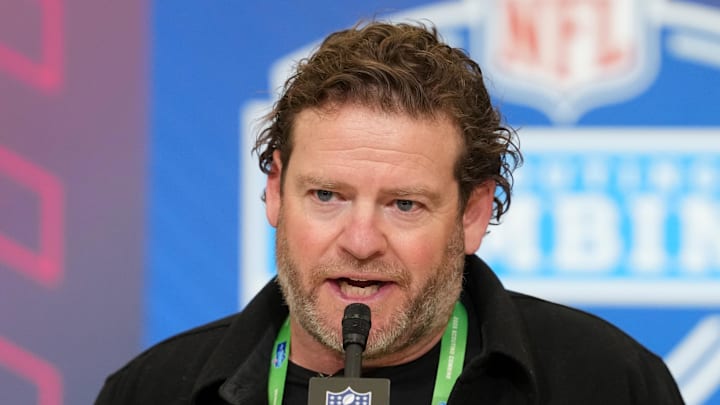 Seattle Seahawks general manager John Schneider speaks at the NFL Scouting Combine.