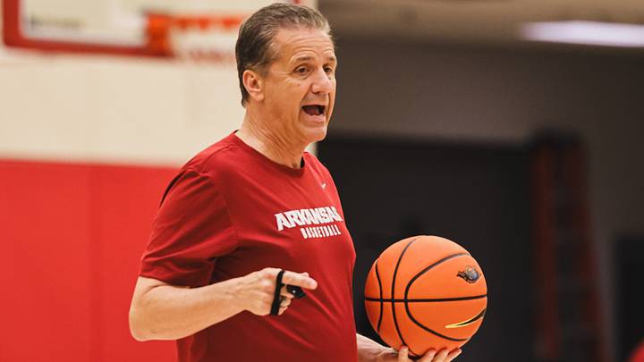 Arkansas Razorbacks coach John Calipari at practice on the Eddie Sutton Practice Court in Fayetteville, Ark.