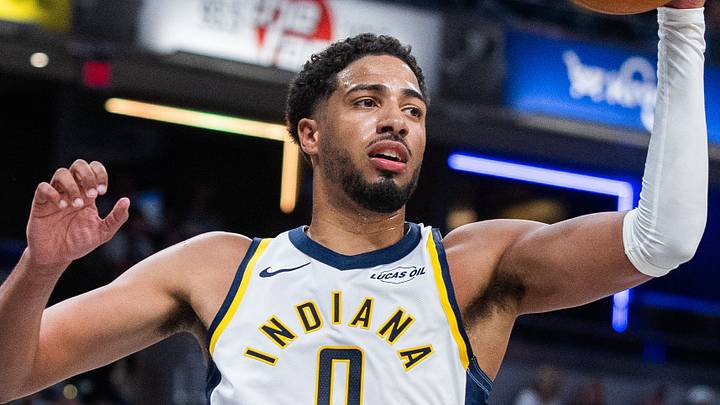 Oct 16, 2026; Indianapolis, Indiana, USA; Indiana Pacers guard Tyrese Haliburton (0) rebounds the ball in the first half against the Milwaukee Bucks at Gainbridge Fieldhouse. Mandatory Credit: Trevor Ruszkowski-Imagn Images Oct 16, 2026; Indianapolis, Indiana, USA; Indiana Pacers guard Tyrese Haliburton (0) rebounds the ball in the first half against the Milwaukee Bucks at Gainbridge Fieldhouse. Mandatory Credit: Trevor Ruszkowski-Imagn Images