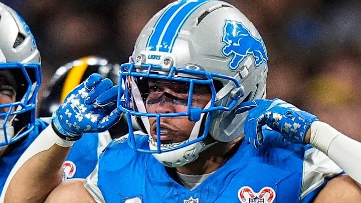 Detroit Lions wide receiver Amon-Ra St. Brown (14).