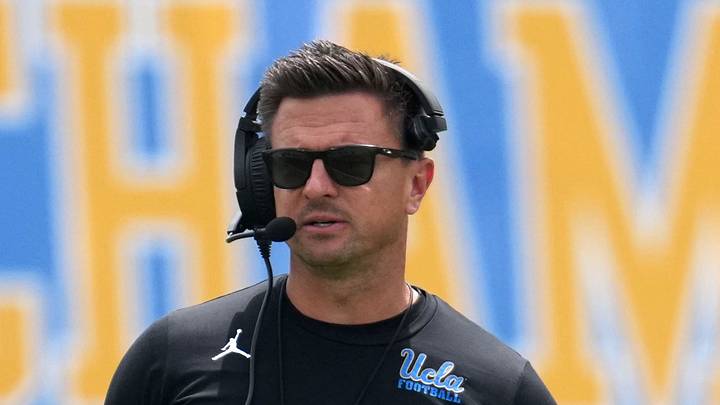 May 2, 2026; Pasadena, CA, USA; UCLA Bruins coach Bob Chesney reacts during the spring game at Rose Bowl. Mandatory Credit: Kirby Lee-Imagn Images May 2, 2026; Pasadena, CA, USA; UCLA Bruins coach Bob Chesney reacts during the spring game at Rose Bowl. Mandatory Credit: Kirby Lee-Imagn Images