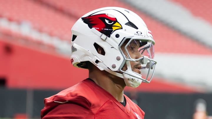 Jul 24, 2025; Glendale, AZ, USA; Arizona Cardinals running back James Conner during training camp at State Farm Stadium. Mandatory Credit: Mark J. Rebilas-Imagn Images