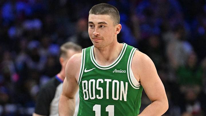 Apr 26, 2026; Philadelphia, Pennsylvania, USA; Boston Celtics guard Payton Pritchard (11) reacts after making a three point basket against the Philadelphia 76ers during the second half at Xfinity Mobile Arena. Mandatory Credit: Eric Hartline-Imagn Images Apr 26, 2026; Philadelphia, Pennsylvania, USA; Boston Celtics guard Payton Pritchard (11) reacts after making a three point basket against the Philadelphia 76ers during the second half at Xfinity Mobile Arena. Mandatory Credit: Eric Hartline-Imagn Images