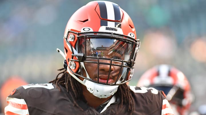 Aug 17, 2023; Philadelphia, Pennsylvania, USA; Cleveland Browns defensive end Isaiah McGuire (57) against the Philadelphia Eagles at Lincoln Financial Field. Mandatory Credit: Eric Hartline-Imagn Images