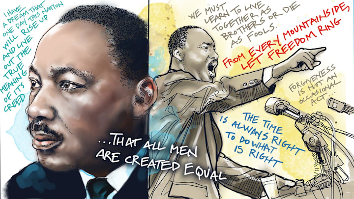 Artwork featuring MLK quotes