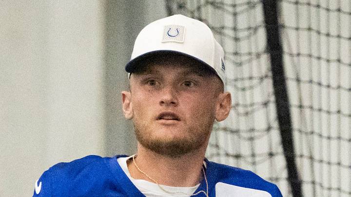 Indianapolis Colts kicker Blake Grupe runs at training camp