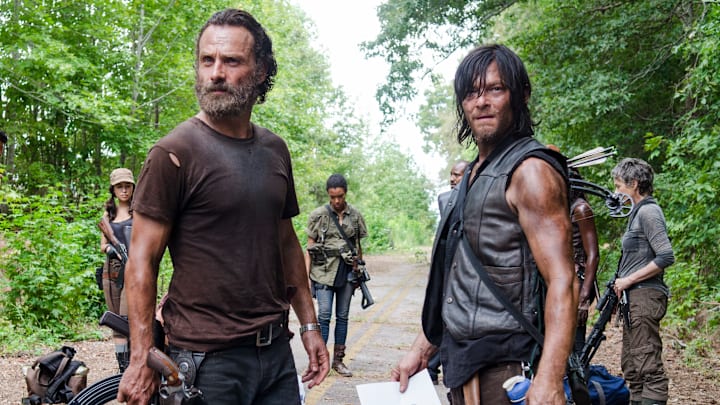 Christian Serratos as Rosita Espinosa, Andrew Lincoln as Rick Grimes, Sonequa Martin-Green as Sasha, Norman Reedus as Daryl Dixon and Melissa McBride as Carol Peletier - The Walking Dead Christian Serratos as Rosita Espinosa, Andrew Lincoln as Rick Grimes, Sonequa Martin-Green as Sasha, Norman Reedus as Daryl Dixon and Melissa McBride as Carol Peletier - The Walking Dead