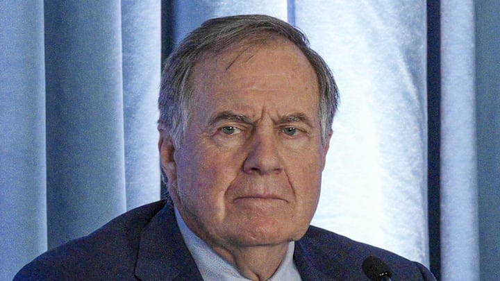 Dec 12, 2024; Chapel Hill, NC, USA;   North Carolina Tar Heels new head coach Bill Belichick speaks to the media at Loudermilk Center for Excellence. Mandatory Credit: Jim Dedmon-Imagn Images