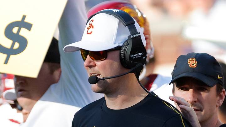 Sep 21, 2024; Ann Arbor, Michigan, USA; USC Trojans head coach Lincoln Riley on the sideline in the second half against the Michigan Wolverines at Michigan Stadium. Mandatory Credit: Rick Osentoski-Imagn Images Sep 21, 2024; Ann Arbor, Michigan, USA; USC Trojans head coach Lincoln Riley on the sideline in the second half against the Michigan Wolverines at Michigan Stadium. Mandatory Credit: Rick Osentoski-Imagn Images