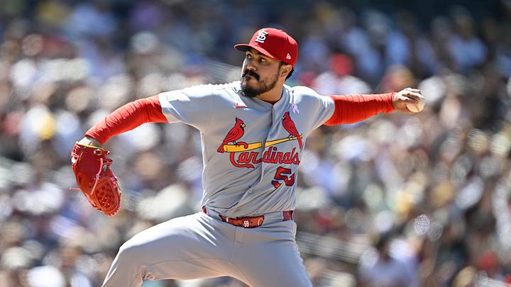 May 10, 2026; San Diego, California, USA; St. Louis Cardinals relief pitcher Jojo Romero (59) delivers during the seventh inning against the San Diego Padres at Petco Park. Mandatory Credit: Denis Poroy-Imagn Images