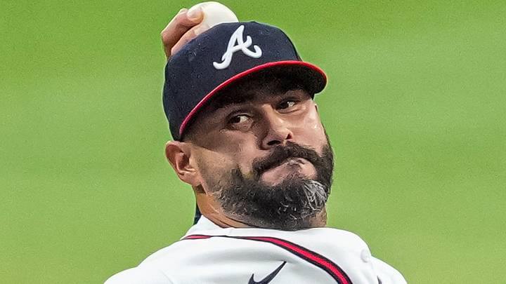 Aug 6, 2026; Cumberland, Georgia, USA; Atlanta Braves pitcher Martin Perez (33) pitches against the Miami Marlins during the first inning at Truist Park. Mandatory Credit: Dale Zanine-Imagn Images Aug 6, 2026; Cumberland, Georgia, USA; Atlanta Braves pitcher Martin Perez (33) pitches against the Miami Marlins during the first inning at Truist Park. Mandatory Credit: Dale Zanine-Imagn Images