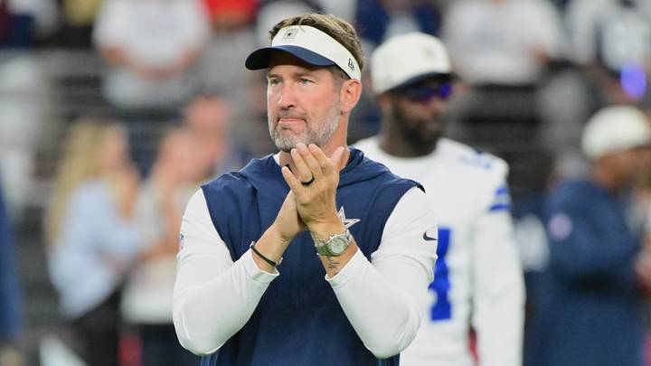 Dallas Cowboys head coach Brian Schottenheimer looks on prior to the game against the Arizona Cardinals at State Farm Stadium. Dallas Cowboys head coach Brian Schottenheimer looks on prior to the game against the Arizona Cardinals at State Farm Stadium.