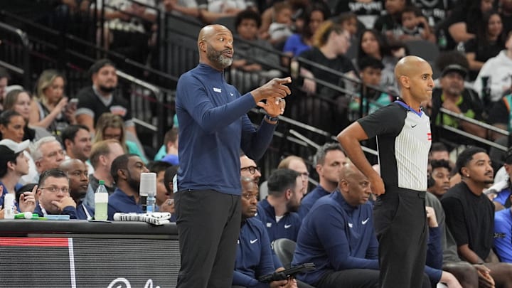 Orlando Magic head coach Jamahl Mosley looks on in the first half against the San Antonio Spurs at Frost Bank Center.