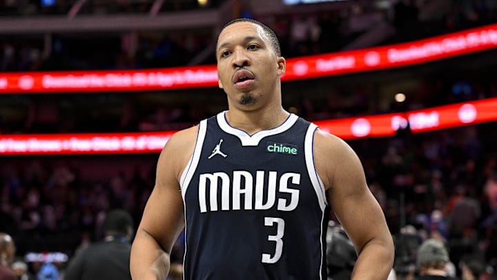Jan 27, 2024; Dallas, Texas, USA; Dallas Mavericks forward Grant Williams (3) walks off the court after the Mavericks lose to the Sacramento Kings at the American Airlines Center. Mandatory Credit: Jerome Miron-Imagn Images