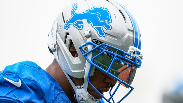 Detroit Lions wide receiver Amon-Ra St. Brown practices during training camp at team's Performance Center Detroit Lions wide receiver Amon-Ra St. Brown practices during training camp at team's Performance Center