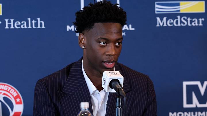 Jun 25, 2026; Washington, DC, USA; Washington Wizards first round draft pick and number one overall pick AJ Dybantsa speaks to the media during a press conference at InterContinental Hotel. Mandatory Credit: Amber Searls-Imagn Images Jun 25, 2026; Washington, DC, USA; Washington Wizards first round draft pick and number one overall pick AJ Dybantsa speaks to the media during a press conference at InterContinental Hotel. Mandatory Credit: Amber Searls-Imagn Images