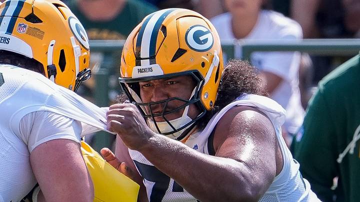 Green Bay Packers offensive linemen Dalton Cooper (78) and John Williams (73) Green Bay Packers offensive linemen Dalton Cooper (78) and John Williams (73)