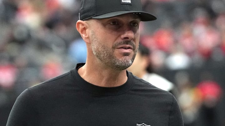 Jan 4, 2026; Paradise, Nevada, USA; Las Vegas Raiders general manager John Spytek reacts during the game against the Kansas City Chiefs at Allegiant Stadium. Mandatory Credit: Kirby Lee-Imagn Images Jan 4, 2026; Paradise, Nevada, USA; Las Vegas Raiders general manager John Spytek reacts during the game against the Kansas City Chiefs at Allegiant Stadium. Mandatory Credit: Kirby Lee-Imagn Images