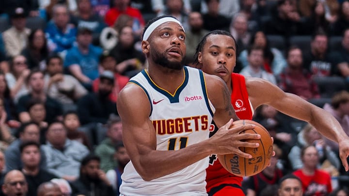 Oct 6, 2025; Vancouver, British Columbia, CAN; Denver Nuggets guard Bruce Brown (11) looks for a lay up against the Toronto Raptors in the second half at Rogers Arena. Mandatory Credit: Bob Frid-Imagn Images Oct 6, 2025; Vancouver, British Columbia, CAN; Denver Nuggets guard Bruce Brown (11) looks for a lay up against the Toronto Raptors in the second half at Rogers Arena. Mandatory Credit: Bob Frid-Imagn Images