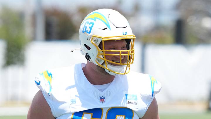 Jun 17, 2026; El Segundo, CA, USA; Los Angeles Chargers center Tyler Biadasz (63) during minicamp at The Bolt. Mandatory Credit: Kirby Lee-Imagn Images Jun 17, 2026; El Segundo, CA, USA; Los Angeles Chargers center Tyler Biadasz (63) during minicamp at The Bolt. Mandatory Credit: Kirby Lee-Imagn Images