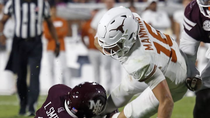 Arch Manning left Texas's win over Mississippi State on Saturday.