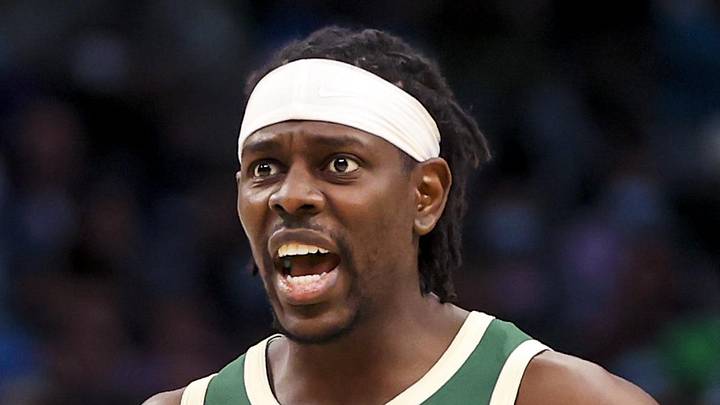 Milwaukee Bucks guard Jrue Holiday (21) reacts during the second half against the Dallas Mavericks at American Airlines Center on Dec 23, 2021.