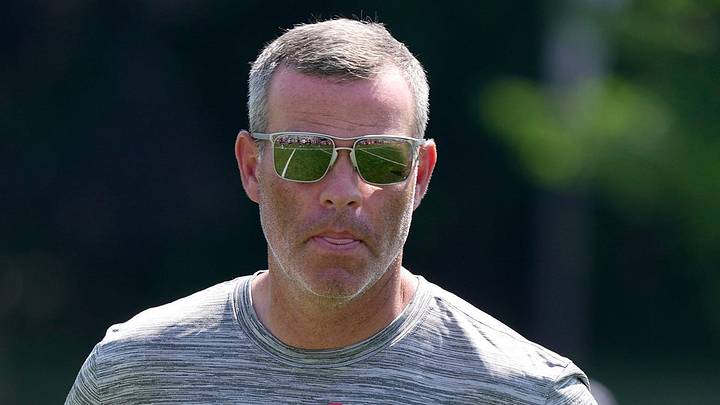 Brandon Beane, general manager of then Buffalo Bills, heads off the field at the end of practice at the Buffalo Bills training camp at St. John Fisher University in Pittsford on July 24, 2025. Brandon Beane, general manager of then Buffalo Bills, heads off the field at the end of practice at the Buffalo Bills training camp at St. John Fisher University in Pittsford on July 24, 2025.