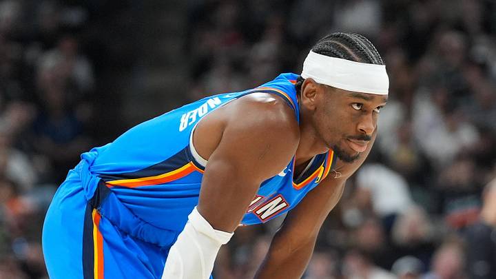 May 24, 2026; San Antonio, Texas, USA; Oklahoma City Thunder guard Shai Gilgeous-Alexander (2) looks on in the first quarter against the San Antonio Spurs during game four of the western conference finals for the 2026 NBA playoffs at Frost Bank Center. Mandatory Credit: Daniel Dunn-Imagn Images May 24, 2026; San Antonio, Texas, USA; Oklahoma City Thunder guard Shai Gilgeous-Alexander (2) looks on in the first quarter against the San Antonio Spurs during game four of the western conference finals for the 2026 NBA playoffs at Frost Bank Center. Mandatory Credit: Daniel Dunn-Imagn Images