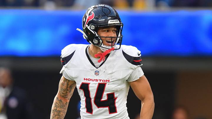 Dec 27, 2025; Inglewood, California, USA; Houston Texans wide receiver Jaylin Noel (14) reacts after catching a touchdown against the Los Angeles Chargers during the first half at SoFi Stadium. Mandatory Credit: Gary A. Vasquez-Imagn Images Dec 27, 2025; Inglewood, California, USA; Houston Texans wide receiver Jaylin Noel (14) reacts after catching a touchdown against the Los Angeles Chargers during the first half at SoFi Stadium. Mandatory Credit: Gary A. Vasquez-Imagn Images