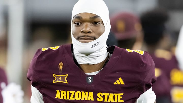 Nov 28, 2025; Tempe, Arizona, USA; Arizona State Sun Devils quarterback Jeff Sims (2) against the Arizona Wildcats during the 99th Territorial Cup at Mountain America Stadium. Mandatory Credit: Mark J. Rebilas-Imagn Images