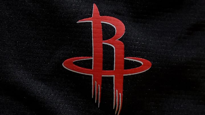 Nov 12, 2022; New Orleans, Louisiana, USA; Detailed view of the Houston Rockets logo during warm ups before the game against the New Orleans Pelicans at Smoothie King Center. Mandatory Credit: Stephen Lew-Imagn Images Nov 12, 2022; New Orleans, Louisiana, USA; Detailed view of the Houston Rockets logo during warm ups before the game against the New Orleans Pelicans at Smoothie King Center. Mandatory Credit: Stephen Lew-Imagn Images