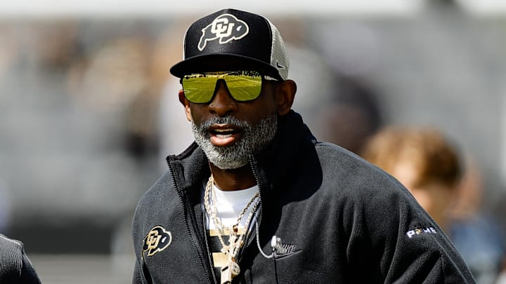 Apr 19, 2025; Boulder, CO, USA; Colorado Buffaloes head coach Deion Sanders during the spring game at Folsom Field. Mandatory Credit: Isaiah J. Downing-Imagn Images
