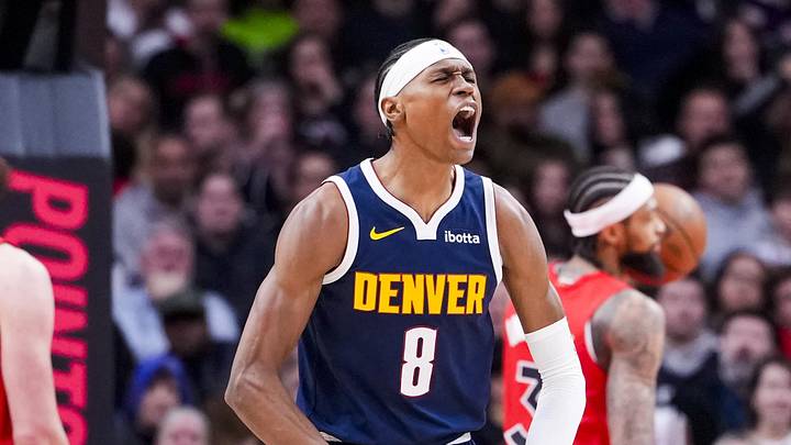 Dec 31, 2025; Toronto, Ontario, CAN; Denver Nuggets guard Peyton Watson (8) celebrates after scoring against the Toronto Raptors during the first half at Scotiabank Arena. Mandatory Credit: Kevin Sousa-Imagn Images Dec 31, 2025; Toronto, Ontario, CAN; Denver Nuggets guard Peyton Watson (8) celebrates after scoring against the Toronto Raptors during the first half at Scotiabank Arena. Mandatory Credit: Kevin Sousa-Imagn Images
