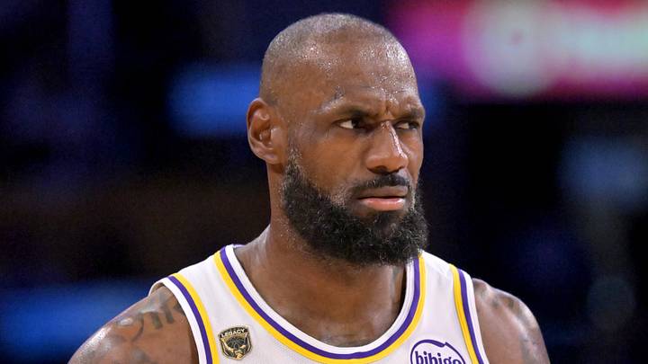 May 9, 2026; Los Angeles, California, USA; Los Angeles Lakers forward LeBron James (23) reacts after a foul in game three of the second round of the 2026 NBA Playoffs against the Oklahoma City Thunder at Crypto.com Arena. Mandatory Credit: Jayne Kamin-Oncea-Imagn Images