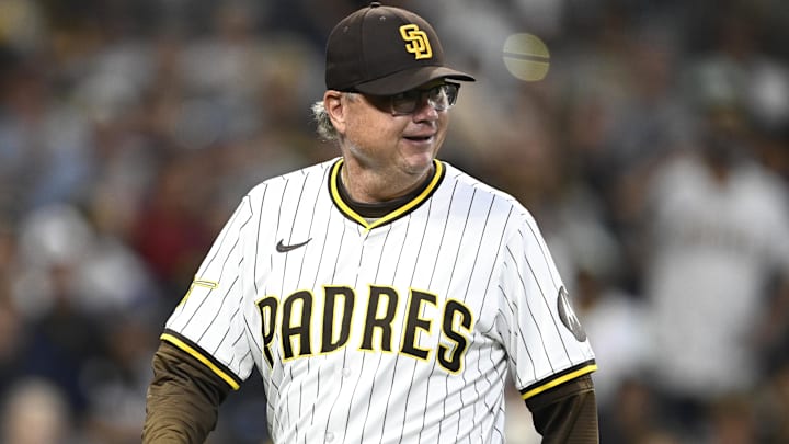 Jul 8, 2025; San Diego, California, USA; San Diego Padres manager Mike Shildt (8) leaves the field after arguing a call during the sixth inning against the Arizona Diamondbacks at Petco Park. Mandatory Credit: Denis Poroy-Imagn Images Jul 8, 2025; San Diego, California, USA; San Diego Padres manager Mike Shildt (8) leaves the field after arguing a call during the sixth inning against the Arizona Diamondbacks at Petco Park. Mandatory Credit: Denis Poroy-Imagn Images