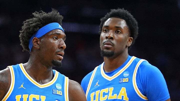 Mar 22, 2026; Philadelphia, PA, USA; UCLA Bruins forward Eric Dailey Jr. (3) reacts against the UConn Huskies in the first half during a second round game of the men's 2026 NCAA Tournament at Xfinity Mobile Arena. Mandatory Credit: Kyle Ross-Imagn Images Mar 22, 2026; Philadelphia, PA, USA; UCLA Bruins forward Eric Dailey Jr. (3) reacts against the UConn Huskies in the first half during a second round game of the men's 2026 NCAA Tournament at Xfinity Mobile Arena. Mandatory Credit: Kyle Ross-Imagn Images