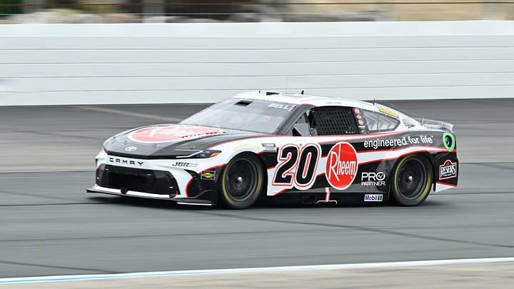 Aug 22, 2026; Loudon, New Hampshire, USA; Joe Gibbs Racing driver Christopher Bell (20) practices at New Hampshire Motor Speedway. Aug 22, 2026; Loudon, New Hampshire, USA; Joe Gibbs Racing driver Christopher Bell (20) practices at New Hampshire Motor Speedway.